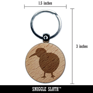 Kiwi Bird Solid Engraved Wood Round Keychain Tag Charm