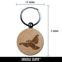 Owl Flying Bird Doodle Engraved Wood Round Keychain Tag Charm