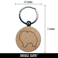 Pomeranian Dog Outline Engraved Wood Round Keychain Tag Charm