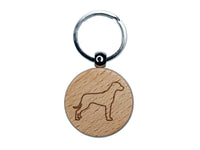 Rhodesian Ridgeback Dog Outline Engraved Wood Round Keychain Tag Charm