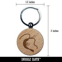 Shrimp Solid Engraved Wood Round Keychain Tag Charm