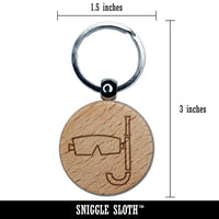 Snorkel Mask Doodle Engraved Wood Round Keychain Tag Charm