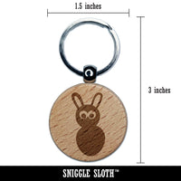 Watchful Rabbit Engraved Wood Round Keychain Tag Charm