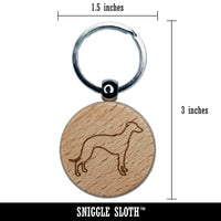 Whippet Dog Outline Engraved Wood Round Keychain Tag Charm