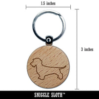 Wirehaired Dachshund Dog Outline Engraved Wood Round Keychain Tag Charm