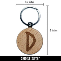 Letter D Uppercase Felt Marker Font Engraved Wood Round Keychain Tag Charm