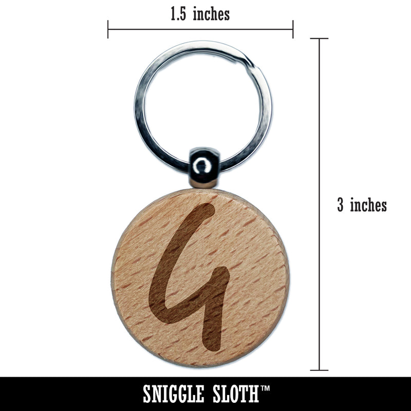 Letter G Uppercase Felt Marker Font Engraved Wood Round Keychain Tag Charm