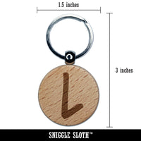 Letter L Uppercase Felt Marker Font Engraved Wood Round Keychain Tag Charm