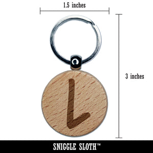 Letter L Uppercase Felt Marker Font Engraved Wood Round Keychain Tag Charm