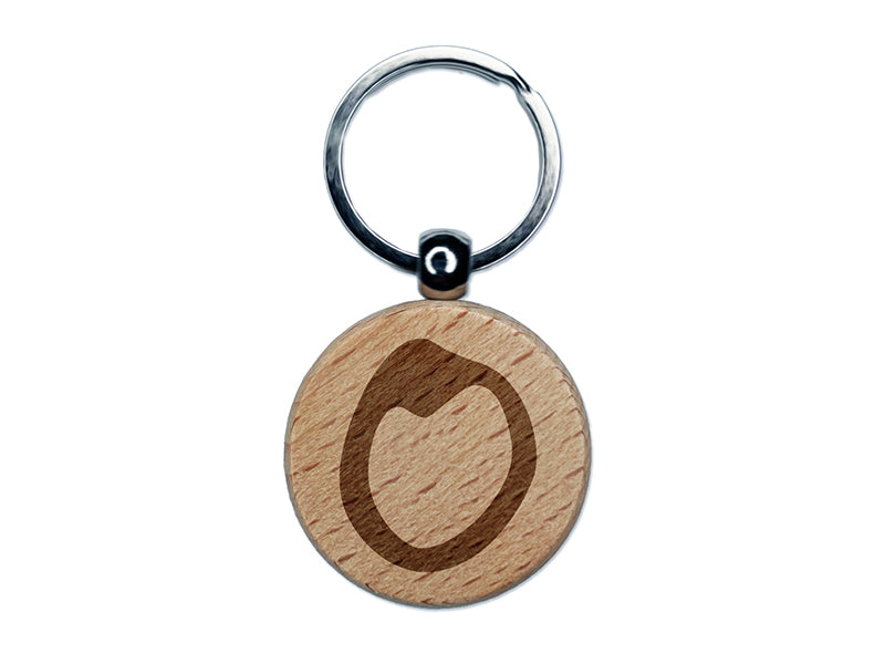 Letter O Uppercase Felt Marker Font Engraved Wood Round Keychain Tag Charm