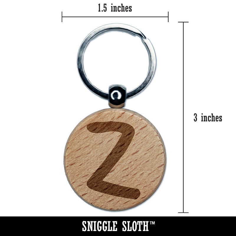 Letter Z Uppercase Felt Marker Font Engraved Wood Round Keychain Tag Charm