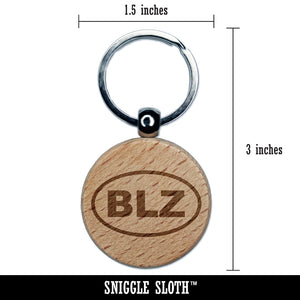 Belize BLZ Engraved Wood Round Keychain Tag Charm