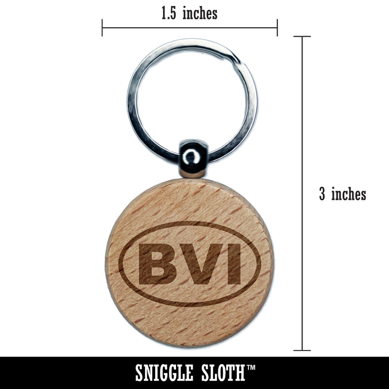 British Virgin Islands BVI Engraved Wood Round Keychain Tag Charm