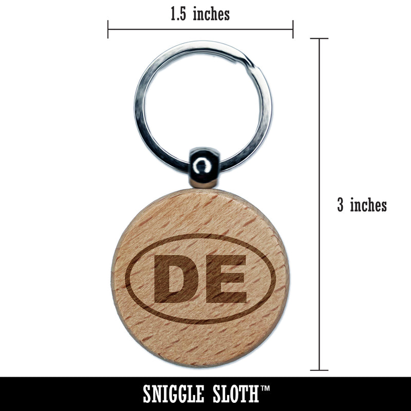 Germany Deutschland DE Engraved Wood Round Keychain Tag Charm