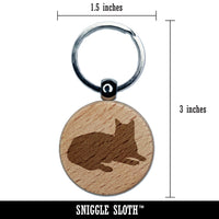 Lazy Cat Engraved Wood Round Keychain Tag Charm