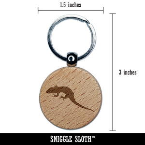 Lizard Solid Engraved Wood Round Keychain Tag Charm