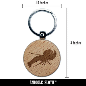 Lobster Solid Engraved Wood Round Keychain Tag Charm