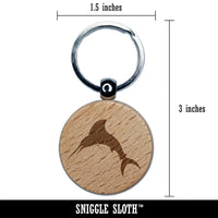 Marlin Fish Engraved Wood Round Keychain Tag Charm