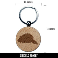 Porcupine Solid Engraved Wood Round Keychain Tag Charm