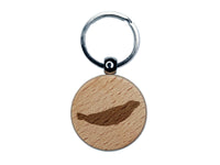 Seal on Tummy Solid Engraved Wood Round Keychain Tag Charm