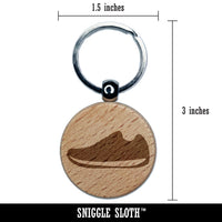 Athletic Running Shoe Engraved Wood Round Keychain Tag Charm