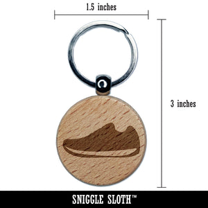 Athletic Running Shoe Engraved Wood Round Keychain Tag Charm