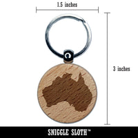 Australia Solid Engraved Wood Round Keychain Tag Charm