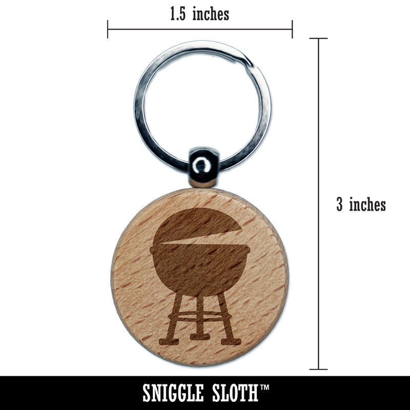 BBQ Barbecue Grill Engraved Wood Round Keychain Tag Charm