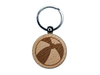 Beach Ball Engraved Wood Round Keychain Tag Charm