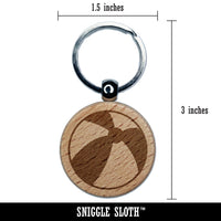 Beach Ball Engraved Wood Round Keychain Tag Charm