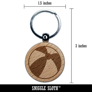 Beach Ball Engraved Wood Round Keychain Tag Charm