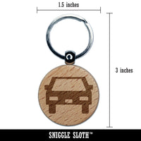 Car Automobile Driving Symbol Engraved Wood Round Keychain Tag Charm