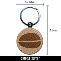 Coffee Bean Solid Engraved Wood Round Keychain Tag Charm