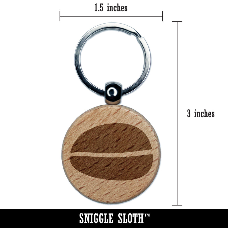 Coffee Bean Solid Engraved Wood Round Keychain Tag Charm