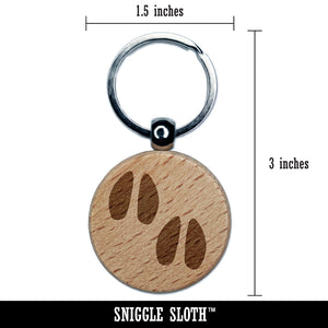 Deer Tracks Footprints Engraved Wood Round Keychain Tag Charm