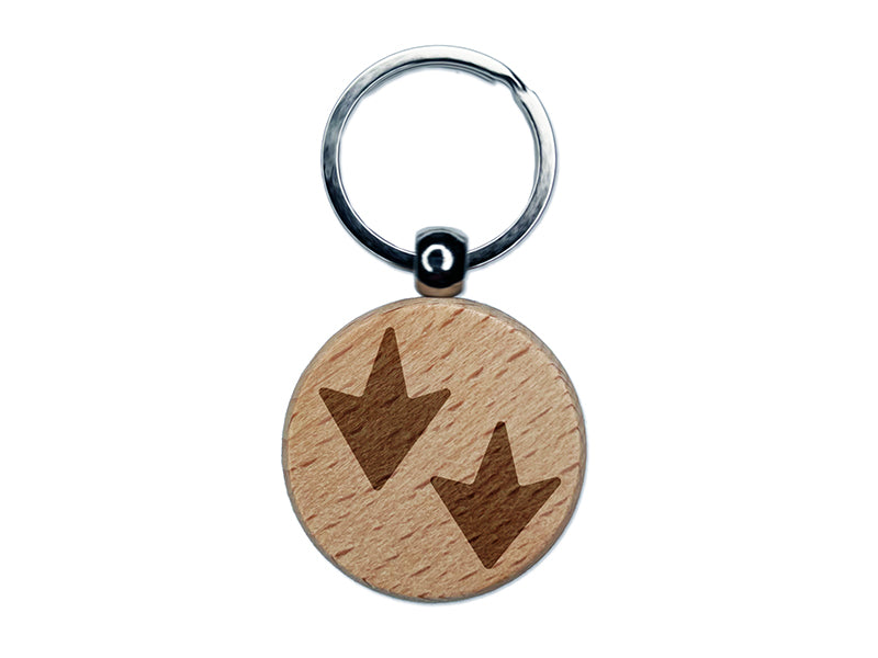 Duck Goose Footprint Track Engraved Wood Round Keychain Tag Charm