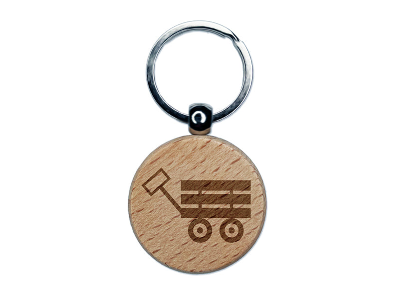 Fun Wagon Engraved Wood Round Keychain Tag Charm