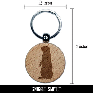 Gopher Solid Engraved Wood Round Keychain Tag Charm