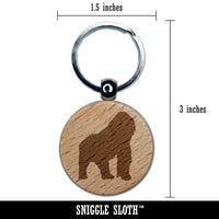 Gorilla Solid Engraved Wood Round Keychain Tag Charm