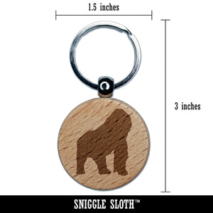 Gorilla Solid Engraved Wood Round Keychain Tag Charm