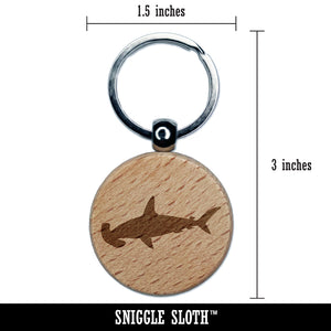 Hammerhead Shark Solid Engraved Wood Round Keychain Tag Charm