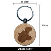 Hippopotamus Head Solid Engraved Wood Round Keychain Tag Charm