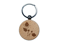 Ivy Vines Solid Engraved Wood Round Keychain Tag Charm
