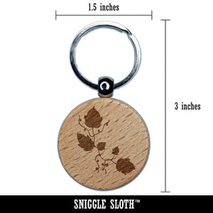 Ivy Vines Solid Engraved Wood Round Keychain Tag Charm