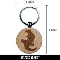 Komodo Dragon Solid Engraved Wood Round Keychain Tag Charm