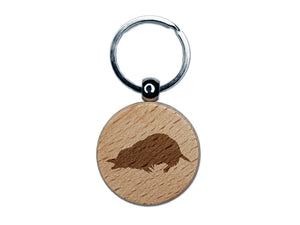 Mole Solid Engraved Wood Round Keychain Tag Charm