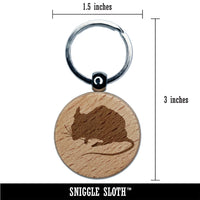 Mouse Solid Engraved Wood Round Keychain Tag Charm
