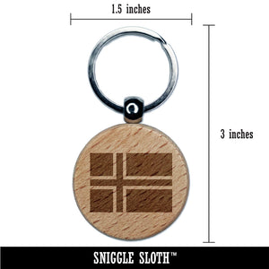 Norway Flag Engraved Wood Round Keychain Tag Charm