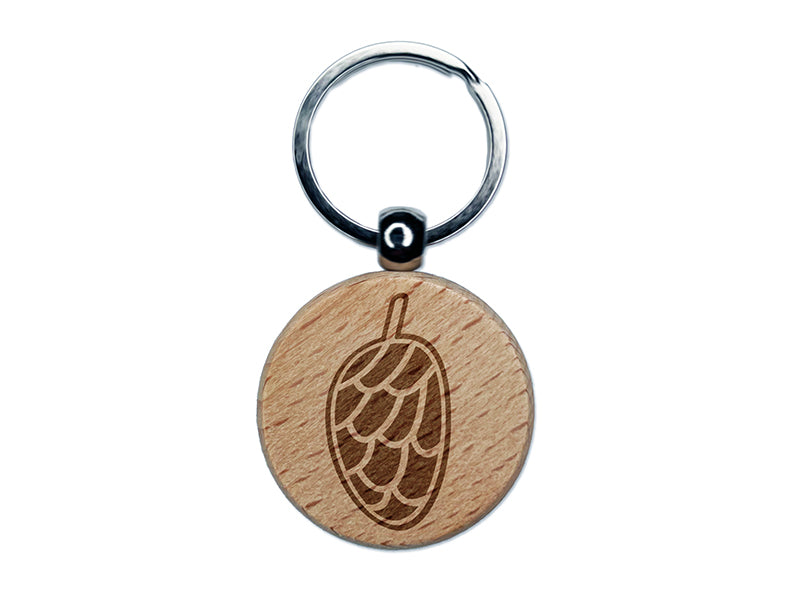 Pinecone Doodle Engraved Wood Round Keychain Tag Charm