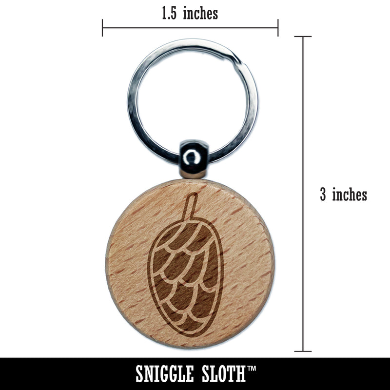 Pinecone Doodle Engraved Wood Round Keychain Tag Charm